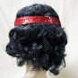 Curly Black Flapper Wig & Red sequin band Charleston Chicago Roaring 20's Jazz