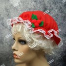 Festive Red White Mrs Claus Hat Mop Cap Mob Colonial Granny Christmas Adult Kid Festive Red White Mrs Claus Hat Mop Cap Mob Colonial Granny Christmas Adult Kid