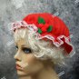 Festive Red White Mrs Claus Hat Mop Cap Mob Colonial Granny Christmas Adult Kid