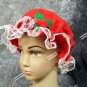 Festive Red White Mrs Claus Hat Mop Cap Mob Colonial Granny Christmas Adult Kid