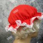 Festive Red White Mrs Claus Hat Mop Cap Mob Colonial Granny Christmas Adult Kid
