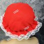 Festive Red White Mrs Claus Hat Mop Cap Mob Colonial Granny Christmas Adult Kid
