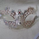 Silver Metal Filigree Eye Mask Red Stones Winged Renaissance Masquerade Vampire Silver Metal Filigree Eye Mask Red Stones Winged Renaissance Masquerade Vampire