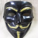 Economy Black & Gold V For Vendetta Costume Face Mask Guy Fawkes Crowd Disguise
