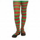 Child Red Green Striped Tights Christmas Candy Cane Jolly Elf Santa's Helper Medium