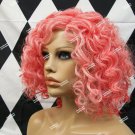 Glow in the Dark Curly Clown Wig Pink Creepy Doll Circus Big Top Horror Carnival