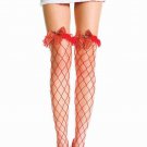 Red Fence Net Thigh Highs Plaid Bow Jingle Bells Elf Santa Helper Sexy Mrs Claus