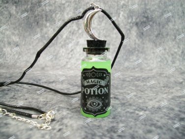 Glow n Dark Mini Magic Potion Bottle Costume Vial Necklace Witch Wizard Warlock