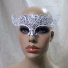 White Metal Filigree Mask Heart Wings Headpiece Super Hero Pegasus Unicorn Angel