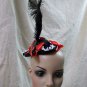 Mini Pirate Pillbox Hat w/ Feather Skull Buccaneer Maiden Sea Captain Wench Lass