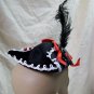 Mini Pirate Pillbox Hat w/ Feather Skull Buccaneer Maiden Sea Captain Wench Lass