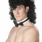 Black Male Dancer Curly Perm Wig & Collar Stripper Playboy Chippendale 80s 90s