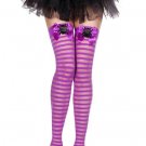 Purple Sheer Striped Thigh High Stocking Spider Bow Little Miss Muffet Witch