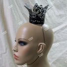Fancy Mini Black Filigree Metal Royal Crown Renaissance Medieval Evil Queen King