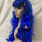 Mixed Blue Long Layers Glamour Witch Wig w Spiders Miss Muffet Blueberry Muffin