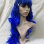 Mixed Blue Long Layers Glamour Witch Wig w Spiders Miss Muffet Blueberry Muffin