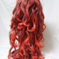 Mixed Red Long Wavy Layers Glamour Witch Wig w Spiders Siren Vixen Fiery Goddess