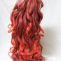 Mixed Red Long Wavy Layers Glamour Witch Wig w Spiders Siren Vixen Fiery Goddess