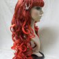 Mixed Red Long Wavy Layers Glamour Witch Wig w Spiders Siren Vixen Fiery Goddess