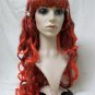 Mixed Red Long Wavy Layers Glamour Witch Wig w Spiders Siren Vixen Fiery Goddess
