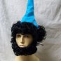 Light Blue Elf Hat w/ Black Wig & Beard Dwarf Gnome Snow White Bashful Sleepy