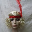 Blonde Charleston Wig & Red Sequin Headband Feather Gatsby Roaring 20's Jazz Flapper Blonde Charleston Wig & Red Sequin Headband Feather Gatsby Roaring 20's Jazz Flapper