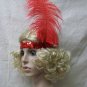 Blonde Charleston Wig & Red Sequin Headband Feather Gatsby Roaring 20's Jazz Flapper