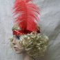 Blonde Charleston Wig & Red Sequin Headband Feather Gatsby Roaring 20's Jazz Flapper