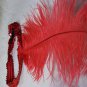Blonde Charleston Wig & Red Sequin Headband Feather Gatsby Roaring 20's Jazz Flapper