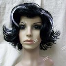 Black White Bijou Boudoir Vampiress Wig Cruella De Vil Evil Madame Villain Skunk