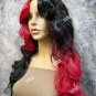 Dark Red Black Jester Wig Assassin Evil Joker Harley Quinn Circus Clown Vampire