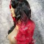 Dark Red Black Jester Wig Assassin Evil Joker Harley Quinn Circus Clown Vampire
