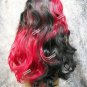 Dark Red Black Jester Wig Assassin Evil Joker Harley Quinn Circus Clown Vampire