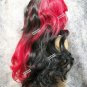Dark Red Black Jester Wig Assassin Evil Joker Harley Quinn Circus Clown Vampire
