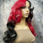 Dark Red Black Jester Wig Assassin Evil Joker Harley Quinn Circus Clown Vampire
