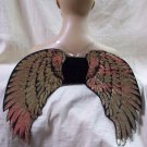 Black Gold Sequin Wings Mystical Pegasus Unicorn Angel Golden Goddess Cherub OS