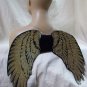 Black Gold Sequin Wings Mystical Pegasus Unicorn Angel Golden Goddess Cherub OS