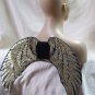 Black Gold Sequin Wings Mystical Pegasus Unicorn Angel Golden Goddess Cherub OS