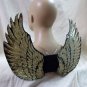 Black Gold Sequin Wings Mystical Pegasus Unicorn Angel Golden Goddess Cherub OS
