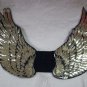 Black Gold Sequin Wings Mystical Pegasus Unicorn Angel Golden Goddess Cherub OS