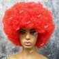 Red Mega Afro Clown Wig w/ Bow Big Super Frizzy Creepy Psycho Circus Hobo Unisex