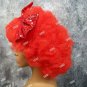 Red Mega Afro Clown Wig w/ Bow Big Super Frizzy Creepy Psycho Circus Hobo Unisex