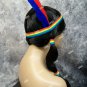 Black Indian Princess Wig Brave Rainbow Headband & Feathers Pigtails Native American Unisex