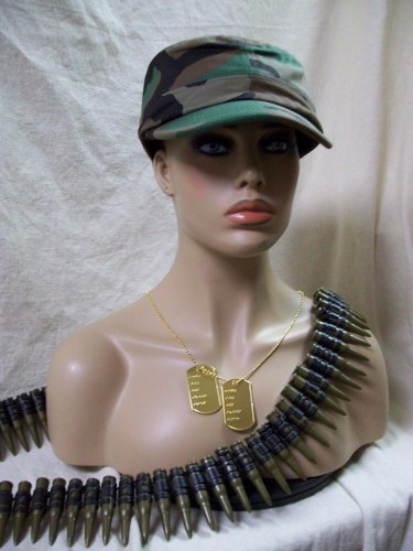 Camo Costume Kit Military Hat Bullet Belt Tags Army Soldier Rambo Gamer Heist
