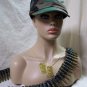 Camo Costume Kit Military Hat Bullet Belt Tags Army Soldier Rambo Gamer Heist