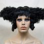 Black Creepy Clown Wig Curly Side Wings Evil Psycho Circus Gothic Big Top Horror