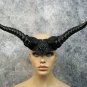 Black Horned Goddess Headpiece Goat Horns Ram Gothic Mythical Creature Circlet