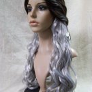 Half Brown Gray Morbid Mistress Wig Two Tone Goth Hipster Vamp Wicked Sorceress