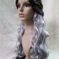 Half Brown Gray Morbid Mistress Wig Two Tone Goth Hipster Vamp Wicked Sorceress
