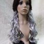 Half Brown Gray Morbid Mistress Wig Two Tone Goth Hipster Vamp Wicked Sorceress